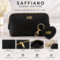 Gift Set Saffiano Vegan Leather Personalised Pouch & Keyring