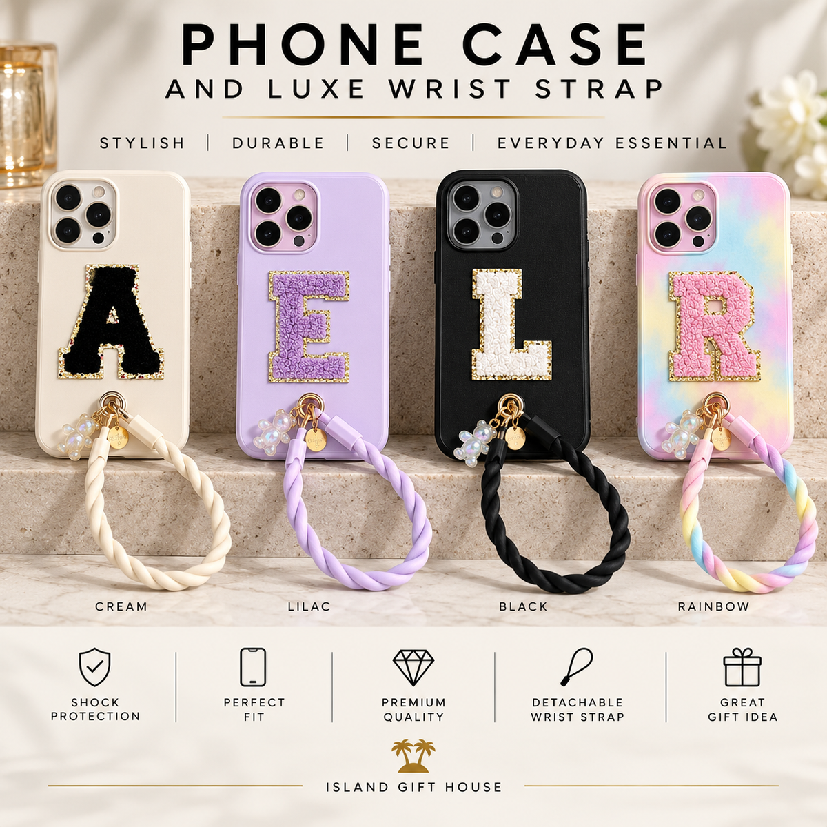 Personalised Phone Case With Luxury Wrist Strap