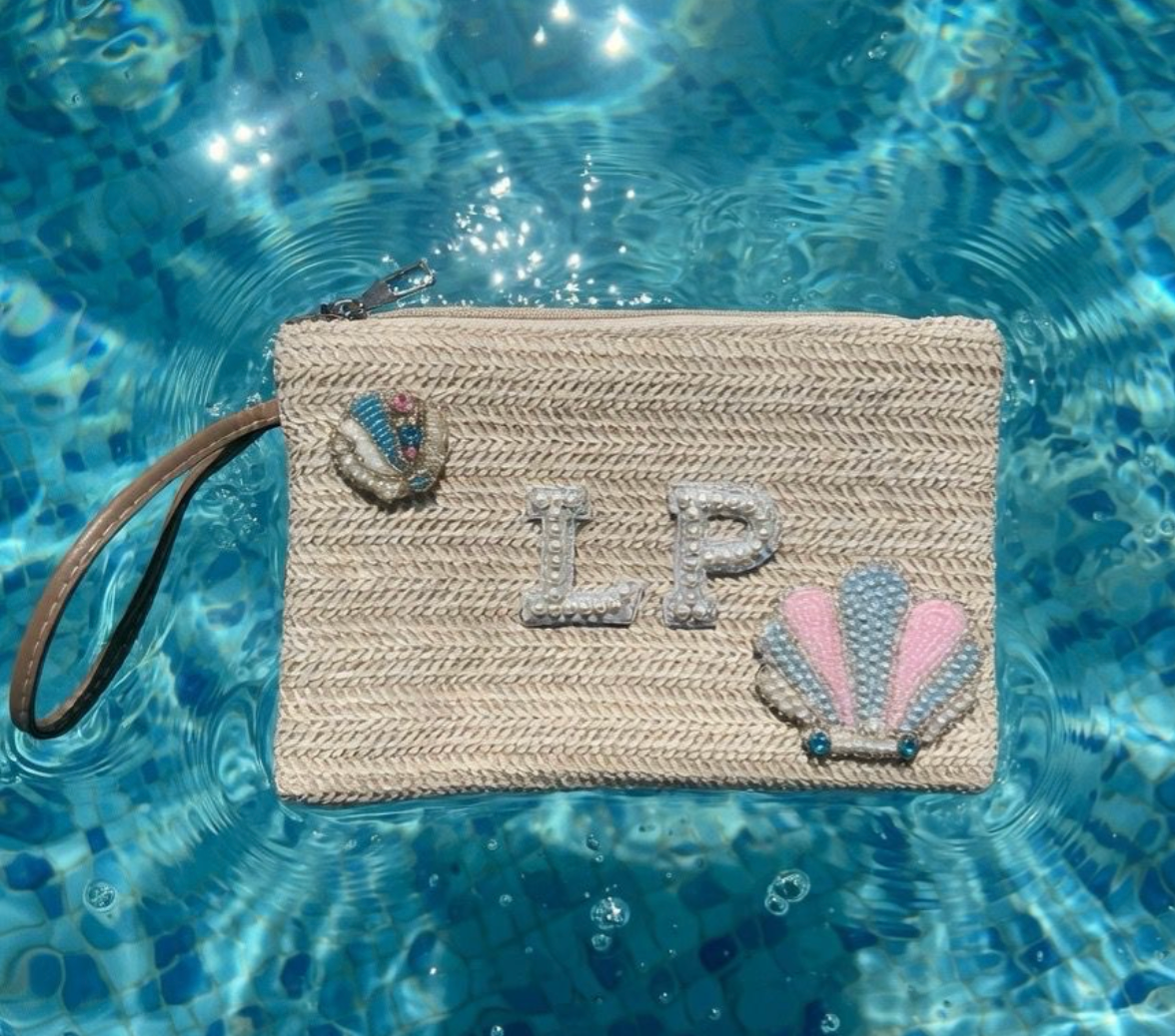 Personalised Straw Embellished Beach Clutch Girls Trip Choose Clutch Number