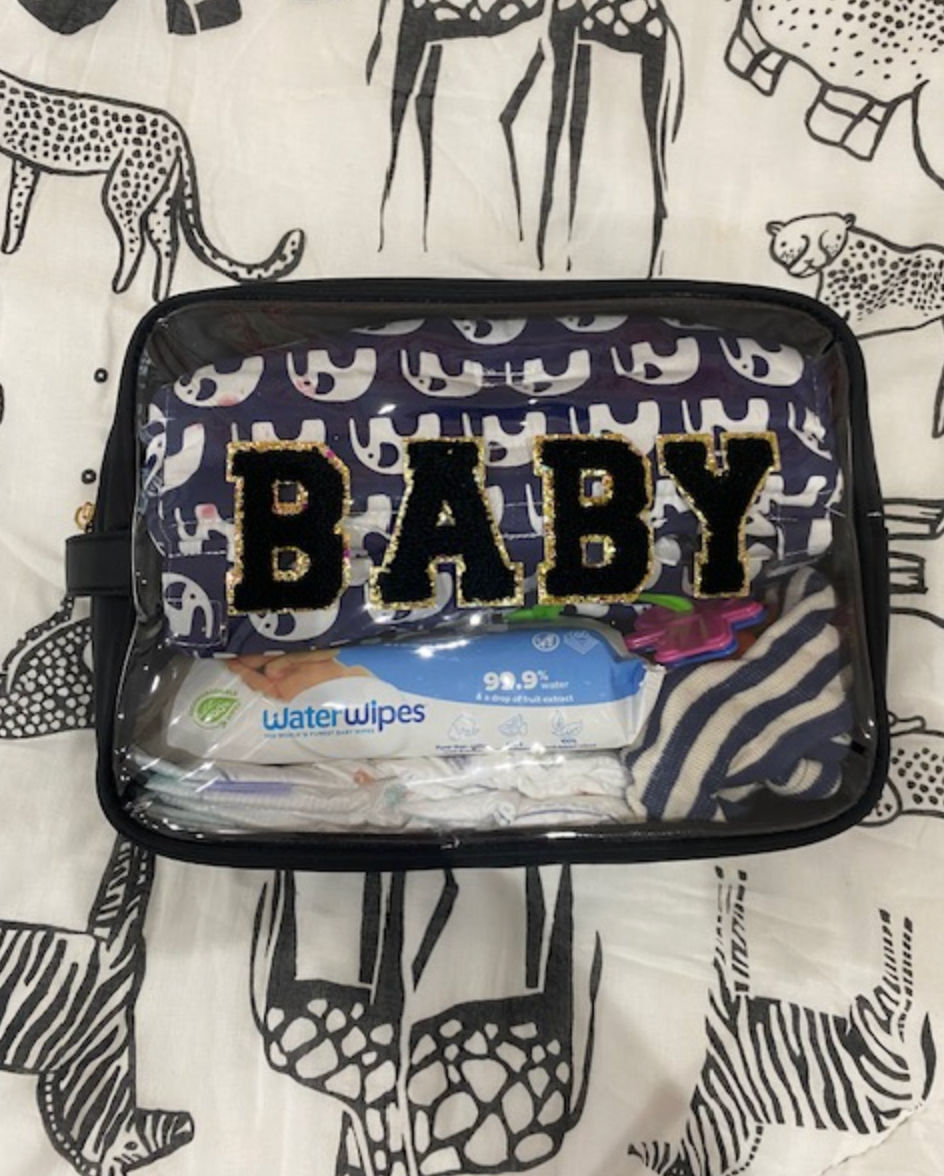 Large / XL Clear Clear Pouch With 2 Patches